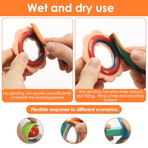 54 Pcs Sanding Sponge for Model, Waterproof Wet Dry Sanding Blocks for Wood, Metal, Plastic, Hobby, Model, Reusable Sandpaper Assortment Set (400, 600, 800, 1000, 1200, 1500 Grit)