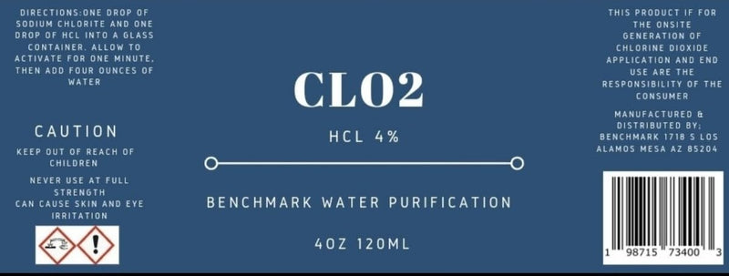 Chlorine Dioxide Kit | Hydrochloric Acid 4% (HCl) : Sodium Chlorite Solution 22.4% (8oz) Liquid Set