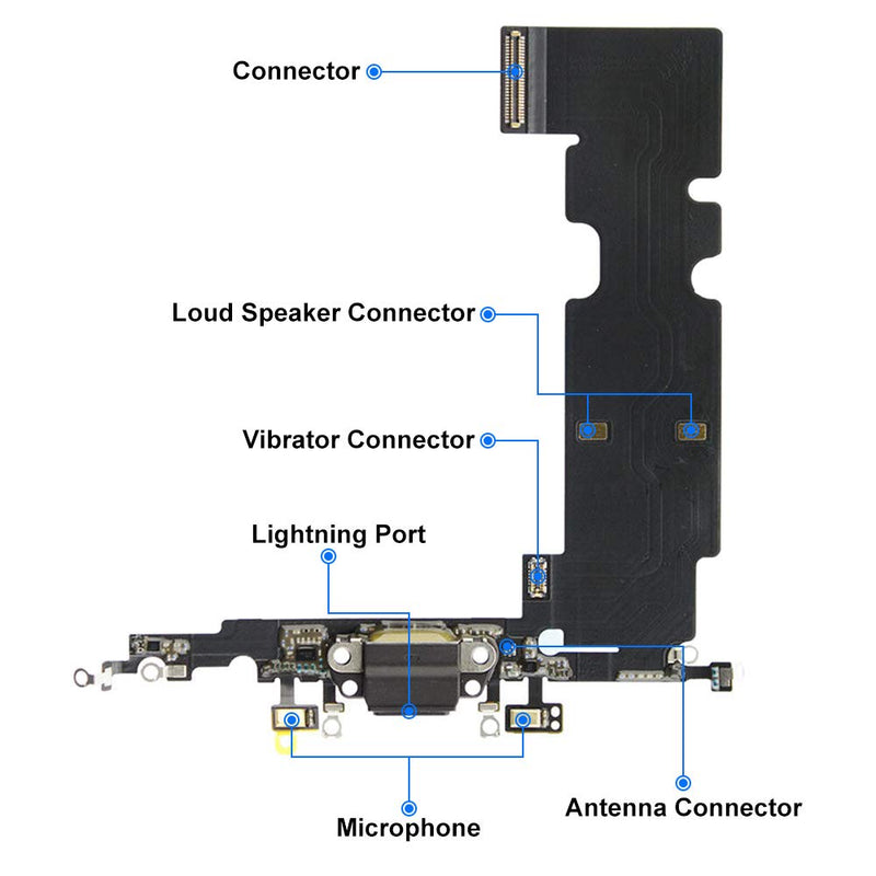 MMOBIEL Dock Connector Compatible with iPhone 8 Plus 2017 - Charging Port Flex Cable - Headphone Port/Microphone/Antenna Replacement - Incl. Screwdrivers - Black