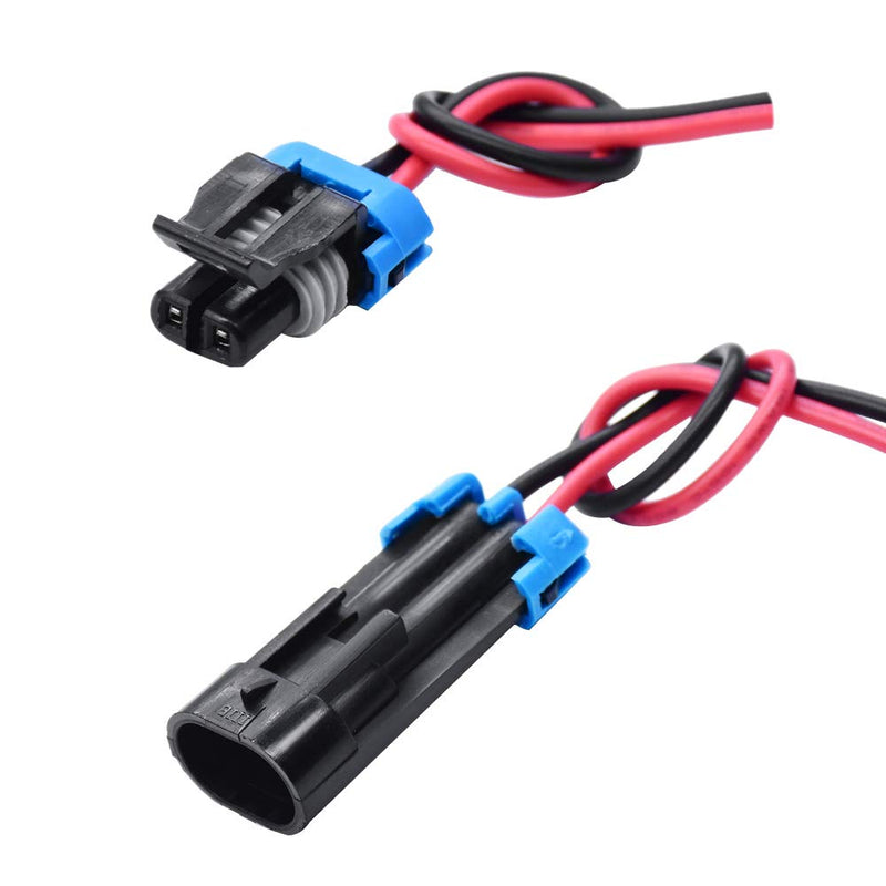 2 Pin Waterproof Electrical Connector Plug with 16 AWG Wire Harness Connectors for Car Truck Boat Etc,2 Pack 2 Way Connector