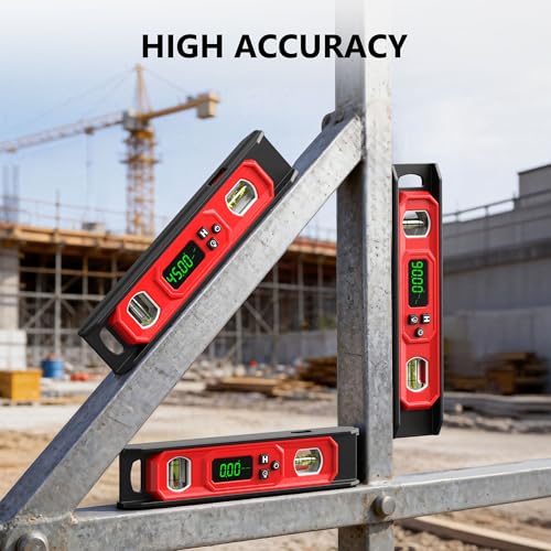 Digital Level 9-Inch, Torpedo Level and Protractor with Bright LED Display, Magnetic Base, Audio Indicator, IP54 Water Resistant for Construction Craftsman
