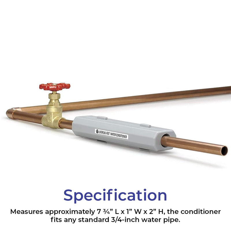 SAGEFINDS Chemical Free Water Conditioner for 3/4-Inch Pipes | Reduces Limescale Buildup, Softens Hard Water, Easy Install