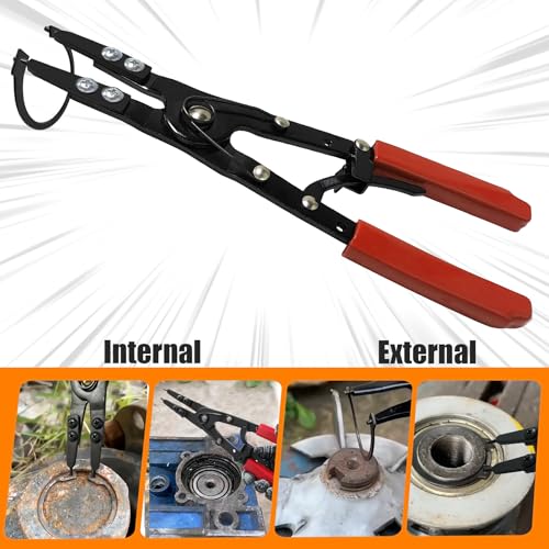 38700 Spindle Snap Ring Pliers External, 10" Large Snap Ring Pliers Heavy Duty Circlip Pliers Car Repair Tools Kit for for Ford SD Uninstall Remove Tools with Ratchet Locking 2026 Upgraded (Red) Red