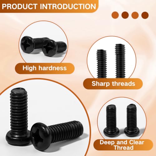 VAPKER 835Pcs Pan Head Machine Screws,M3 M3.5 M4 M5 Metric Phillips Drive Cross Fully Threaded Round Head Carbon Steel Black Oxide Bolts Nuts Washers Set