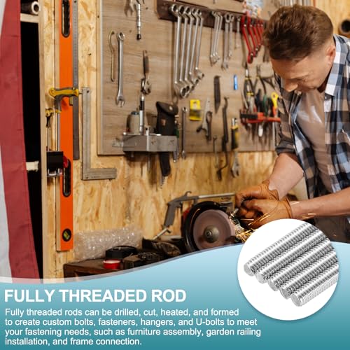 uxcell 2Pcs Fully Threaded Rod, M10-1.5 Thread Pitch 500mm Length Stainless Steel Right Hand Fully Threaded Studs with Nuts and Washers for Clamps, Hangers and U-Bolts M10 x 500mm 2
