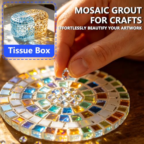 17.6oz Mosaic Grout, Mosaic Powder, Mosaics Tile Tools, Mosaics Tile Accessories – Essential for Handmade Grouting and Perfect for DIY Craft Projects (White 500G)