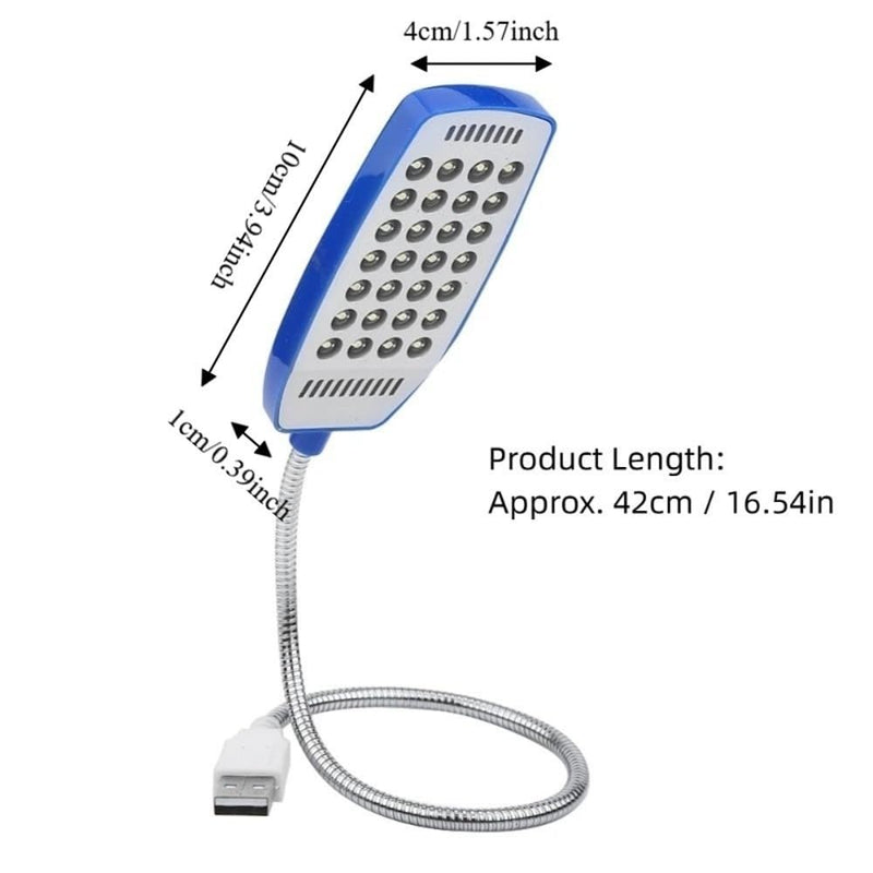Light, Flexible Gooseneck Mini Lamp with 28 LEDs and Switch for Laptop, Desktop PC, Computer Keyboard, Travel Use and Portable Reading Lighting(Blue) Blue