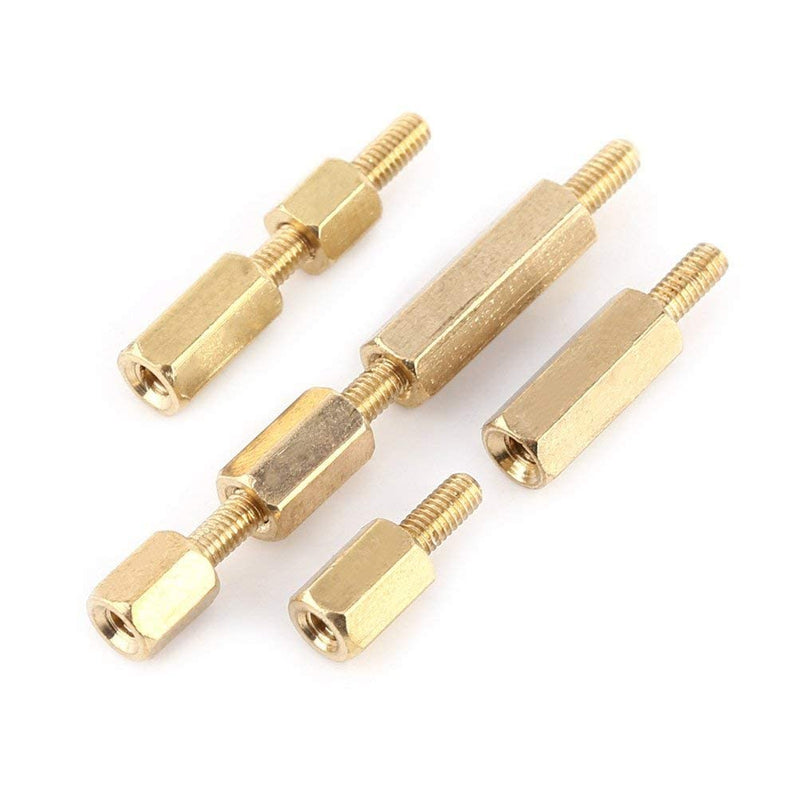 360pcs Hex Brass Standoff M2.5 Male-Female Threaded Spacer Standoff Screw Nut Pillar Standoff Assortment PCB Motherboard Assortment Kit Used in Machinery Industry, Electronic Industry