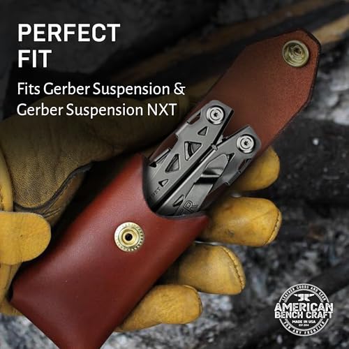 Leather Multitool Sheath for Gerber Suspension & Gerber Suspension NXT (Brown) - Full Grain Leather Belt Tool Holder - Multi Tool Holster w/Solid Brass Rivets - Belt Accessories for Men Brown