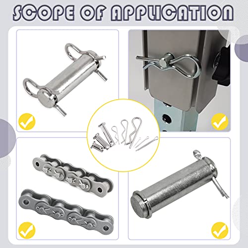 Swpeet 122Pcs 304 Stainless Steel M4 M6 M8 Clevis Pin with M1.5 M2 M3 Zinc Plated Steel Cotter Pin and Clips Fastener Set Hitch Pin Clips Fastener Fitting Hole Location Pin T-Shape Round Pin