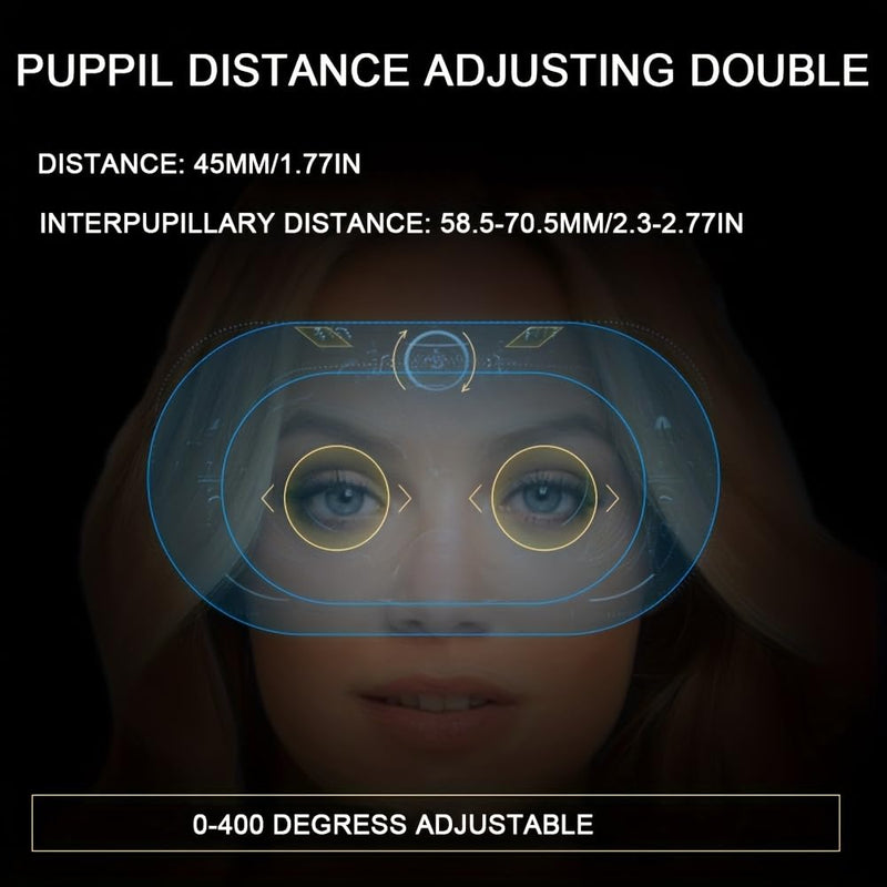 3D VR Glasses VR Virtual Reality Headset, Support 360 Panorama Large Screen, Anti-Bluelight Adjustable Pupil Distance, Prevent Fatigue Goggles for Movies Games