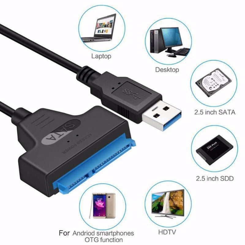 SATA to USB 3.0 Cable, USB to SATA III Hard Drive Adapter for 2.5 Inch SSD & HDD Data Transfer, Support UASP