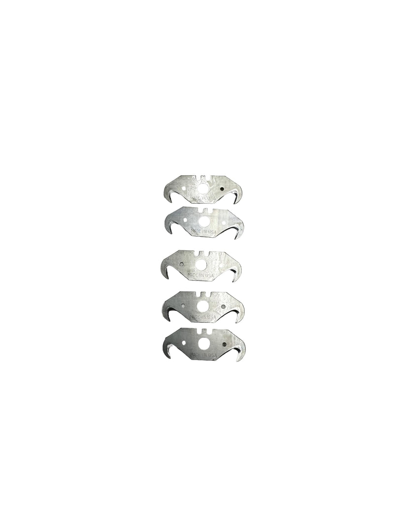 Zeluga 19-328 100 pieces Utility Deep Hook Blades with Round Hole Carbon Steel Hook Razor Blades Knife Blades for Roofing and Carpet