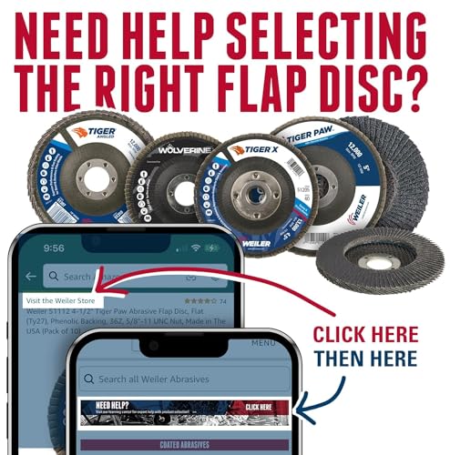 Weiler 51121 4-1/2" Tiger Paw Abrasive Flap Disc, Angled (Ty29), Phenolic Backing, 80Z, 7/8" Arbor Hole (Pack of 10) Performance Steel / Metal 80 Grit
