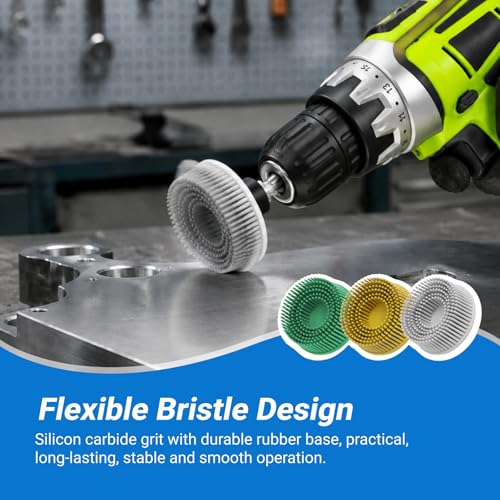 2 Inch Bristle Disc 6pack - 120 Grit with 1/4inch Shank Attachment Abrasive Coating Removal Brush Disc for Metal