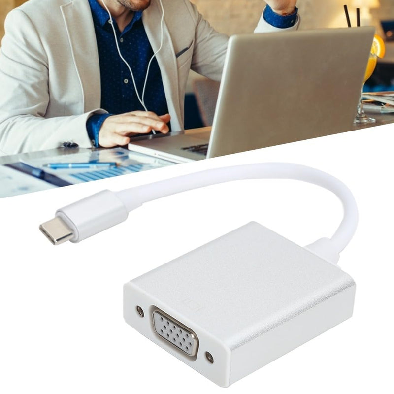 7.87in Aluminium Alloy Type-C Male to VGA Female Adapter 1080P USB 3.1 Plug and Play Portable Video Adapter for OS X Desktop Computer