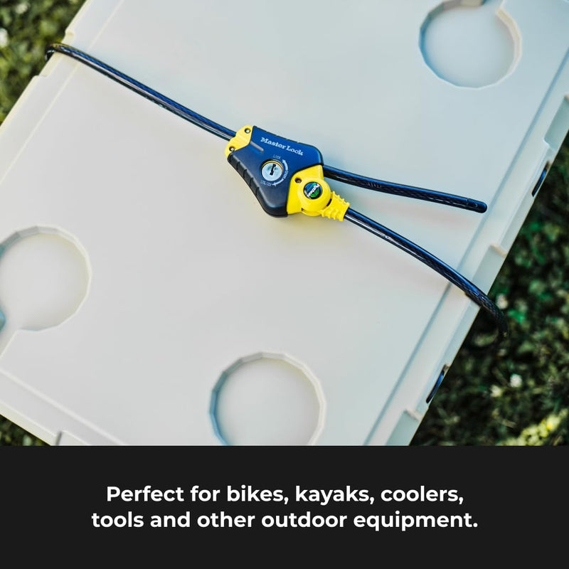 Master Lock Black and Yellow Python Cable Lock with Key, Outdoor Lock for Bikes, Trail Cameras, and Other Equipment, 6 Foot Long x 3/8-Inch Diameter, 8413DPF 6' x 3/8" diameter