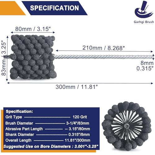 Garhgi 3-1/4"(83mm) Cylinder Hone Tool, 120 Grit Flexible Resilient Ball 3.250"(83mm)