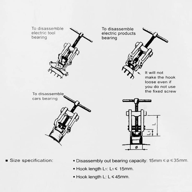 OriGlam Adjustable Two Jaw Bearing Gear Puller Remover Tool, 2 Inch Carbon Steel Pump Removing Kit for Motorcycle (2 Inch)