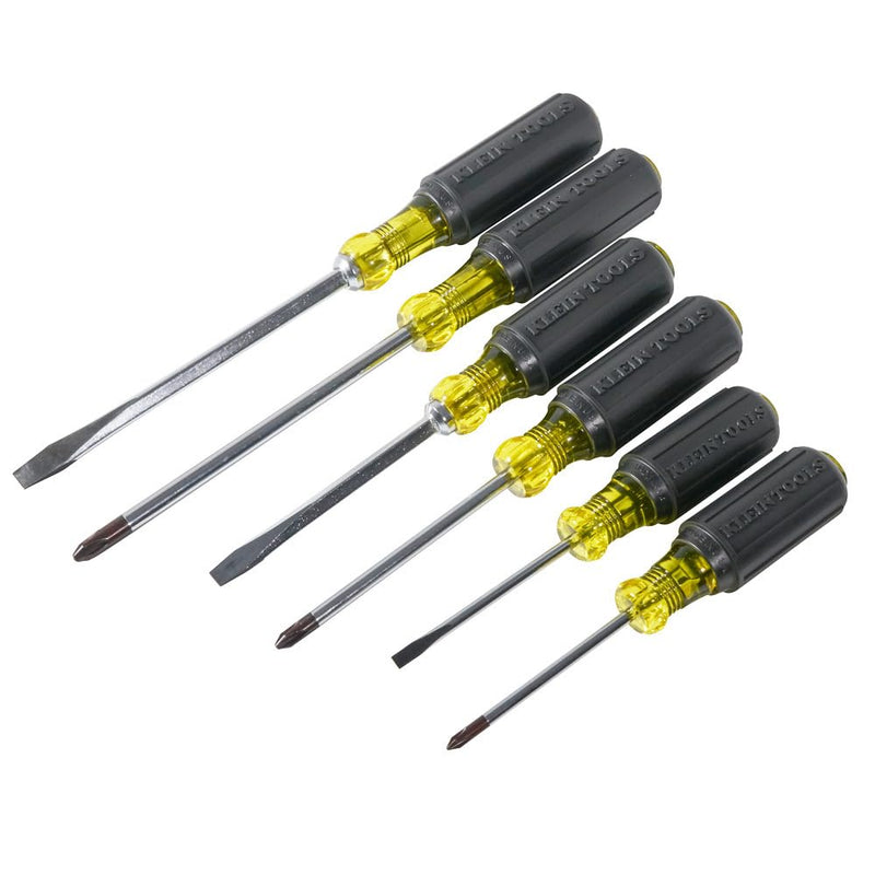Klein Tools 85074 6-Piece Screwdriver Set, Made in USA, Includes 3 All-Purpose Flathead, 3 Phillips, Cushion-Grip Comfort, Precision Machined Screwdrivers