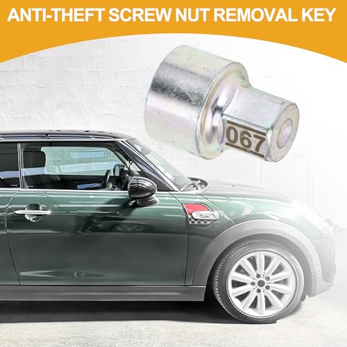 Vehicle Wheel Lock Lugnut - 067 Anti-theft Screw Nut Removal Key Socket - for BMW MINI COOPER Zinc Plated Alloy Steel Silver Tone - 1 Pc #067
