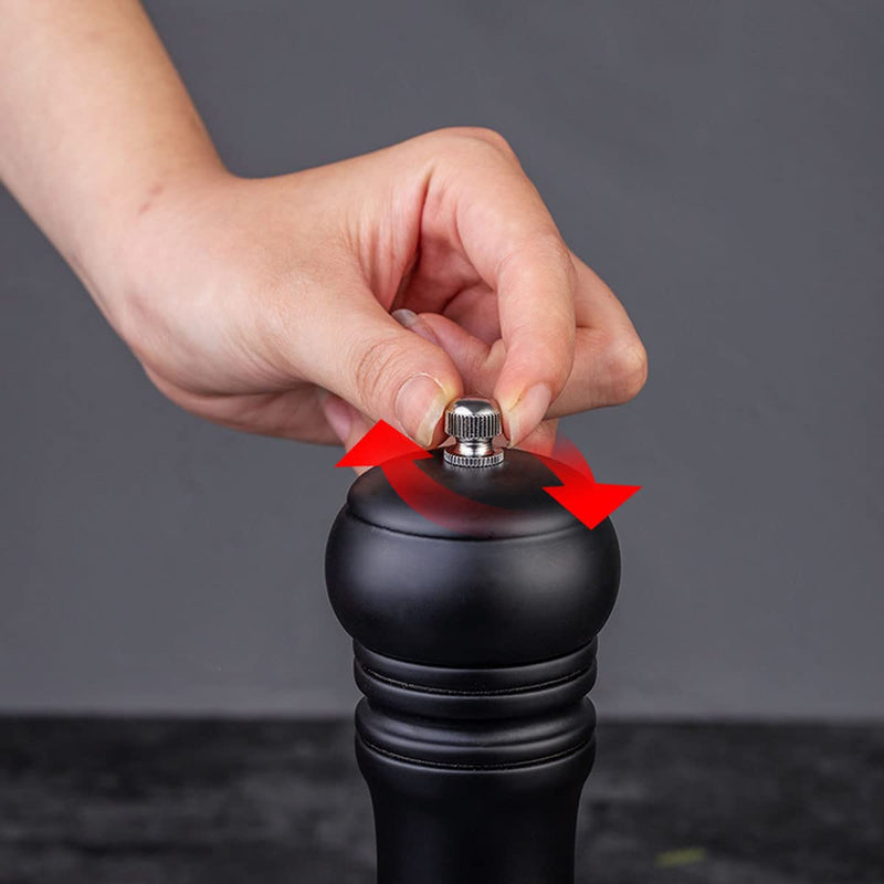 Wooden Pepper Mill Set Salt Black Pepper Grinder Kit Manual Mills Solid with Strong Adjustable Ceramic Grinders 2 Piece 8 Inches F 2 Retro + Black