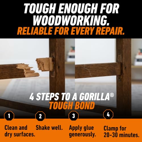 Gorilla Wood Glue, 18 oz Bottle, Water Resistant PVA Adhesive 18oz 1
