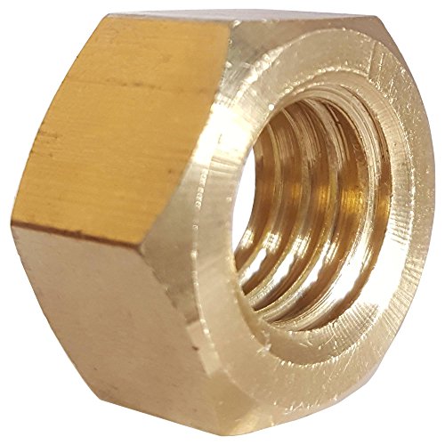 1/2-13 Full Finished Hex Nuts, Solid Brass, Grade 360, Plain Finish, Quantity 10 1/2-13 (10 Pack)