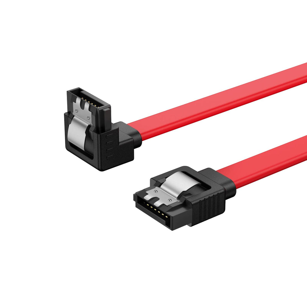 CableCreation SATA III Cable, [2-Pack] 8-Inch/0.6FT SATA III 6.0 Gbps 7pin Female to Downward Right Angle Female Data Cable with Locking Latch, Support for 2.5'' SSD,3.5''HDD Drive, Red 0.6FT 2-Pack/Straight-Angle