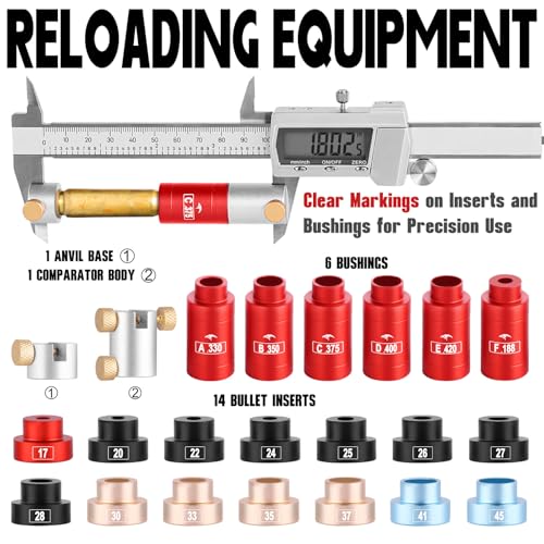 Bullet & Headspace Gauge Comparator Kit, Reloading Equipment 22pcs Bullet and Headspace Comparator Kit