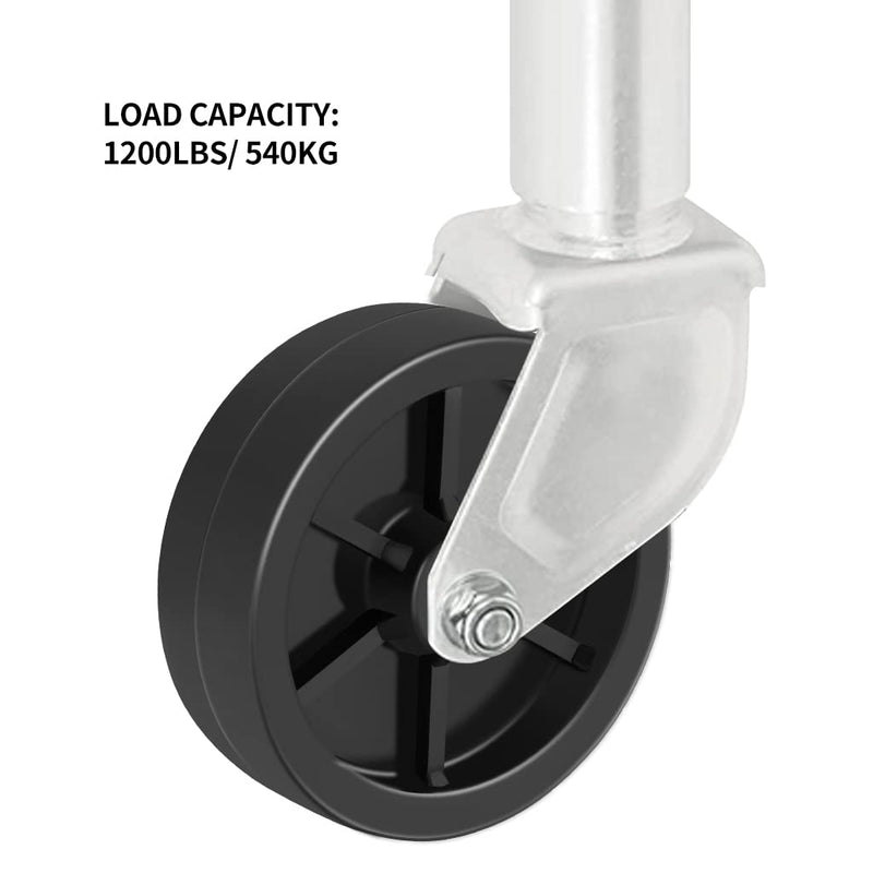 Skelang Boat Trailer Jack Caster 6", Trailer Tongue Wheel 1/2" Axle Diameter, Freight Dolly Wheel Replacement, 1200Lbs Load Capacity
