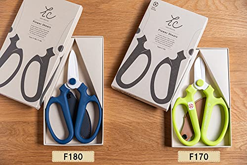 Japanese Floral Scissors - SAKAGEN Hand Creation, Professional Ultra Sharp Flower Shears for Floral Design, Ikebana & Gardening, Made in Japan, F-170 (Blue) Blue