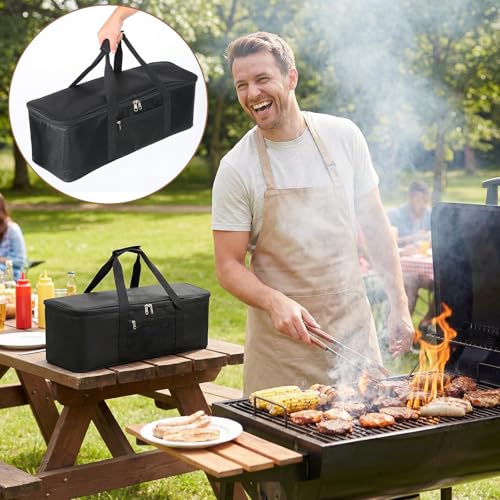 Grill Tool Storage Bag, 23.6" x9.8 x7.9 Large Capacity Grill Accessory Storage, Heavy-Duty Grills Utensil Storages with Pockets, Outdoor BBQ Utensil Holder, Grilling Tools Storages for Camping Picnic