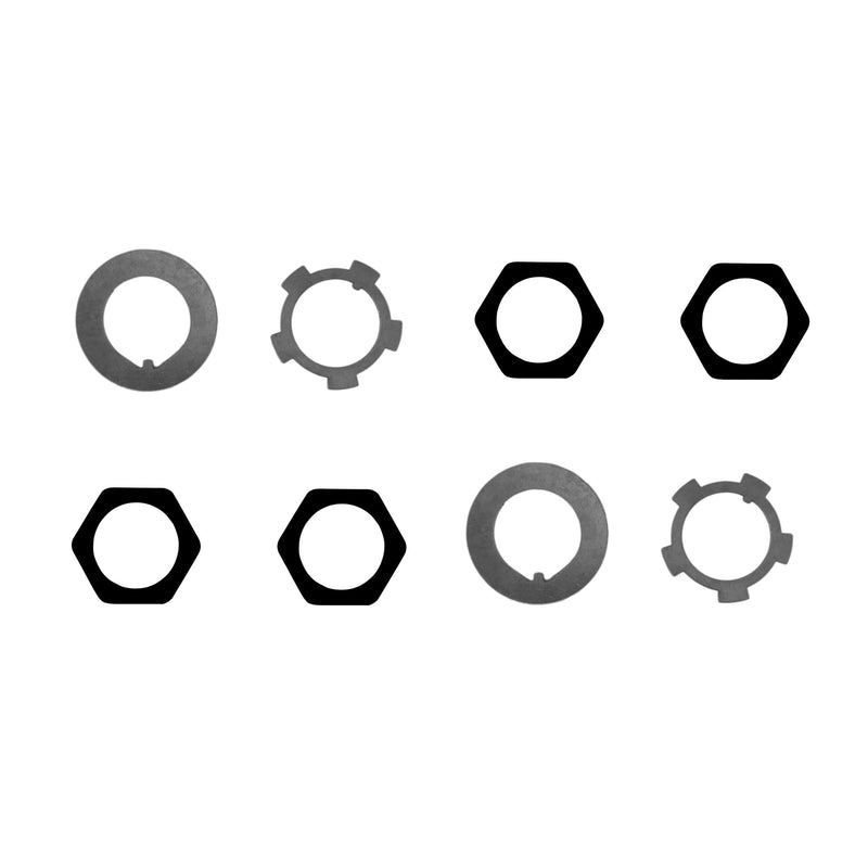 Front Wheel Hub Spindle Lock Nut Kits, Front Axle Hub Adjusting Spindle Nut Washer Kit Compatible with Toyota Van T100 Pickup, 1984-1995 4Runner, 1975-2007 Land Cruiser (for Both Sides) Set of 8