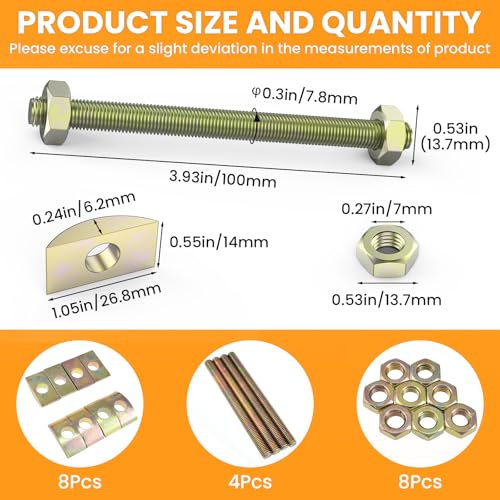 4 Sets M8x100mm Countertop Connector Bolts, Furniture Fastening Kits, Drawbolt Joint Connectors with Half Moon Spacers for Butcher Block, Bed Frame, Wardrobe Assembly (Pack of 2) M8x100mm (Pack of 2)