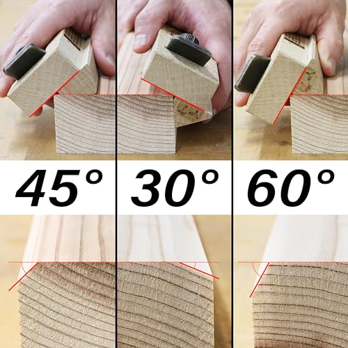 KAKURI Chamfer Plane for Wood [Adjustable 30°/45°/60°] - Japanese Corner Bevel Plane for Woodworking - Japanese Steel Blade & Oak Body, Made in JAPAN