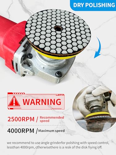 7Pcs 4-Inch Dry Diamond Polishing Pads Grit 200 for Granite Marble Stone Sanding Grinding Abrasive Set Grit 200 7pcs