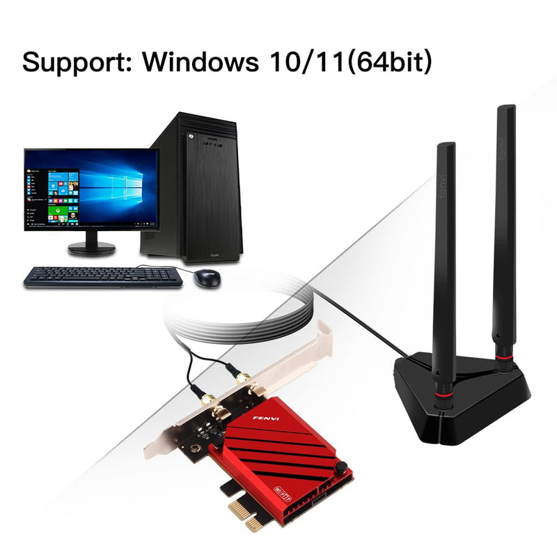 FENVi PCI-E WiFi 7 Network Card (BE8800pro) BT5.4 BE200 9.3Gbps Gmaing 802.11be Tri-Band PCIe Desktop PC WiFi 7 Adapter Upgrades WiFi 6 WiFi 6E PCIe Card for Windows 11/10 Not Support AMD Motherboards BE8800pro