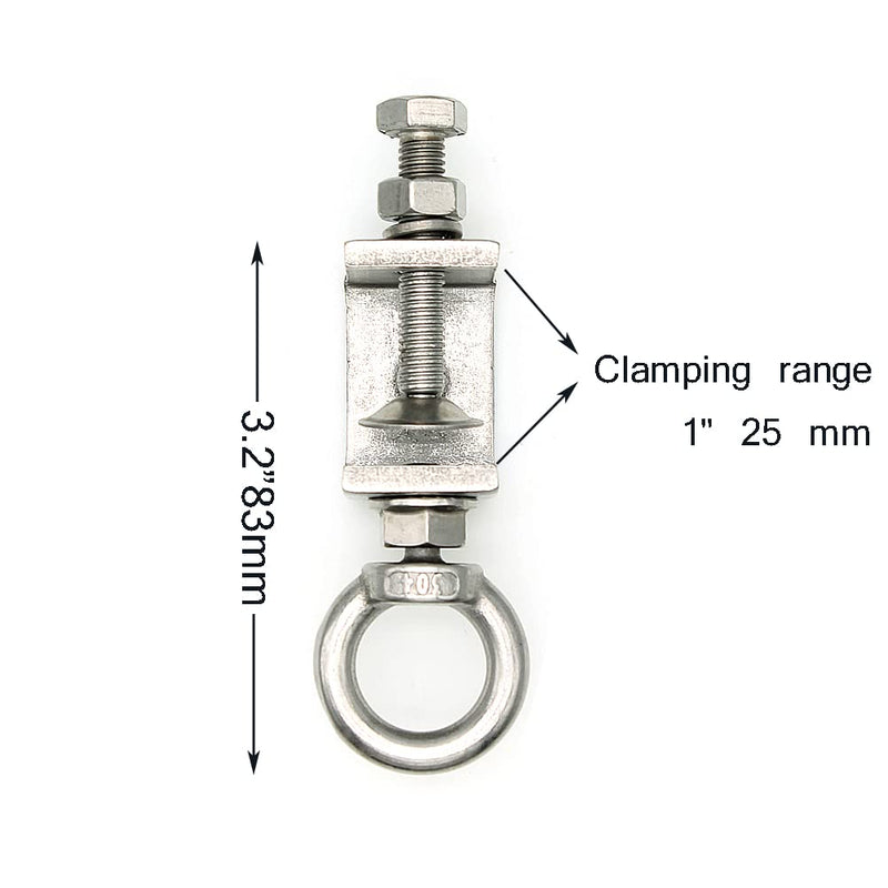 5Pcs C-Clamps;C Clamp Stainless Steel, Beam Clamp.Comes with Stainless Steel Screw Ring That Can Withstand 100 Pounds(medium) Medium