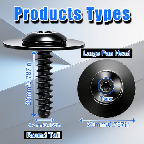 Taiss 30PCS M4.2‑1.41x20mm Fender Liner Splash Shield Bolts M4.2-1.41x20mm-Pan Head