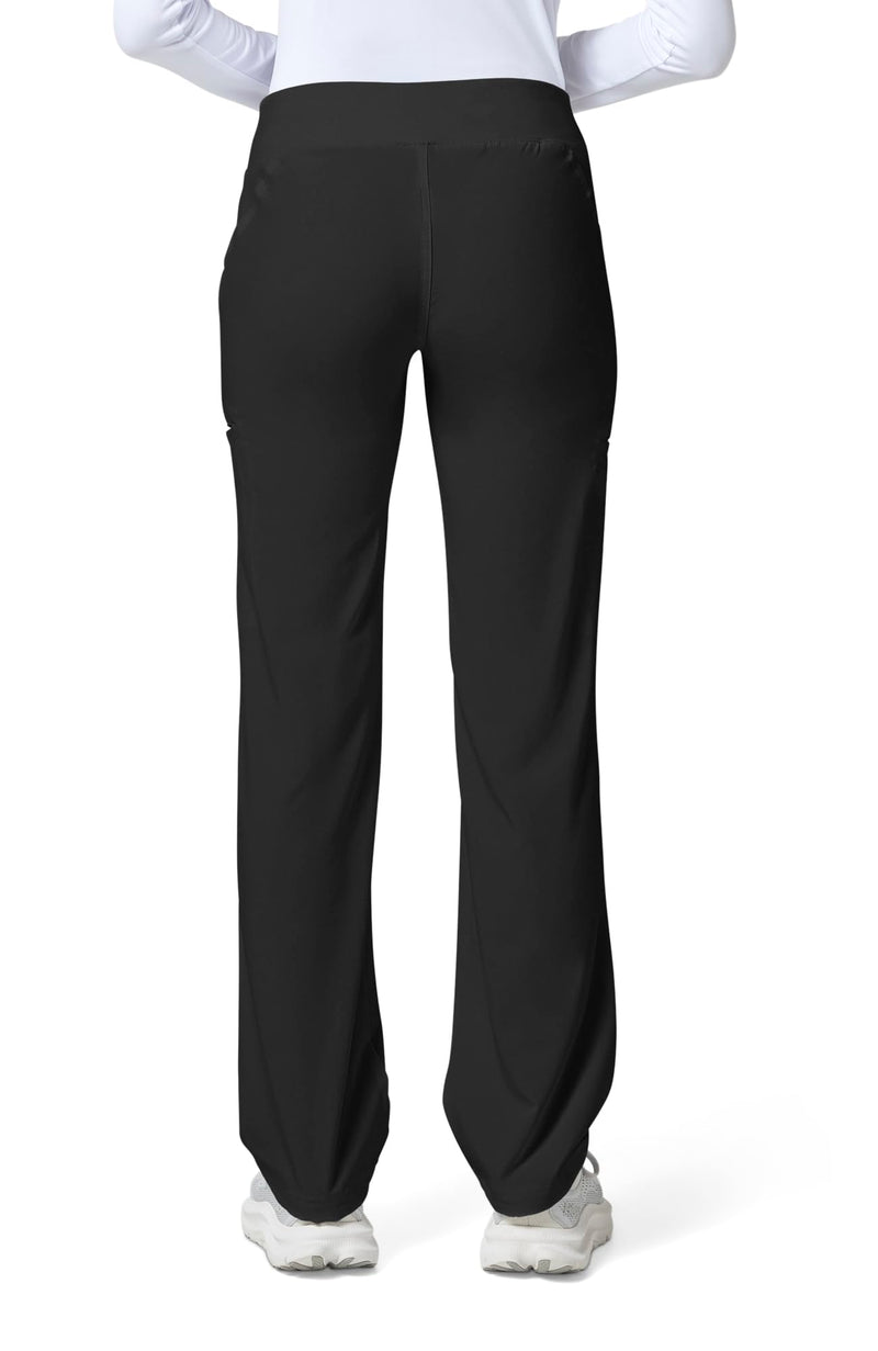 Cherokee Scrubs for Women Mid Rise Straight Leg Scrub Pants For Women Pull-on Bottoms with 6 Pockets & 360° Stretch - CK002 Medium Black