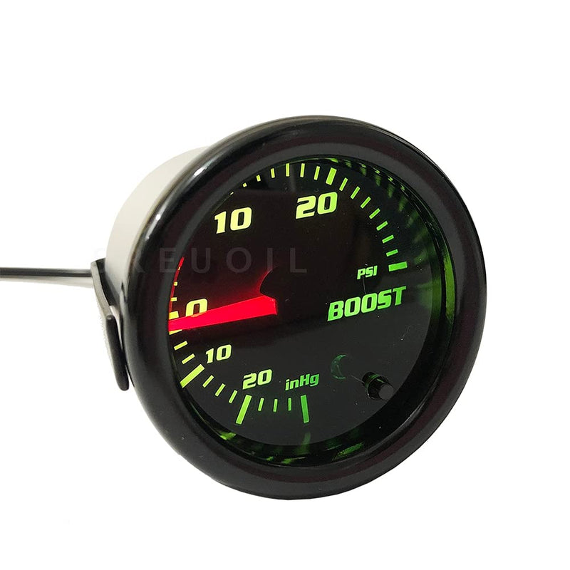 Black 52mm 2" Turbo Boost Gauge 0-30 PSI Pressure Vacuum Turbo Meter with 7 Color Tinted (Without Gauge Cup) Without gauge cup