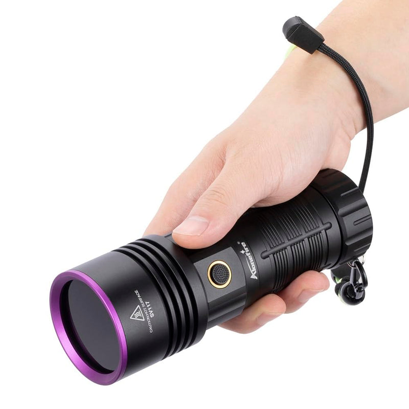 ALONEFIRE SV117 70W Professional UV Flashlight 365nm Digital Display USB-C Rechargeable with Protective Glasses