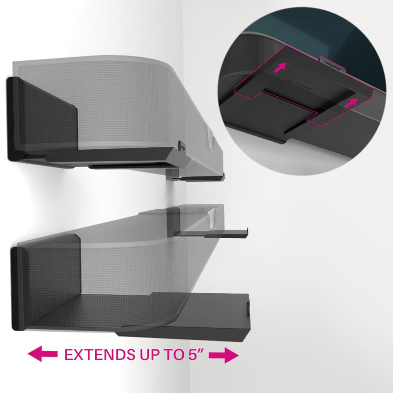 HangSmart TV Soundbar Mount NO Stud & NO Drill Easy Install, DIY Universal Sound Bar Wall Mount Bracket, Holds up to 50LBS, Adjustable fits Most Soundbars. (Black) Black 1 Pack