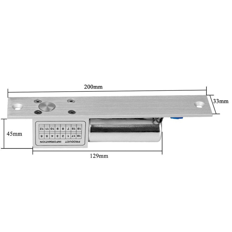 LIBO Electric Bolt Lock 2 Wires Lines DC 12V Fail Safe Electronic Lock Normal Temperature for Glass Wooden Iron Door Access Control System