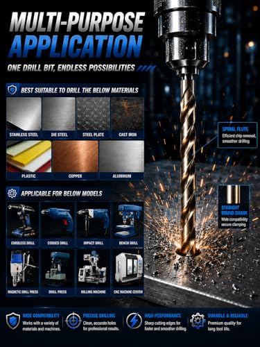 Hss Cobalt Drill Bit Set 3/8 in. x 6 in. Aircraft Extension Extra Long Deep Hole Drilling-3Pcs 3/8'x6" (3Pcs)-Cobalt
