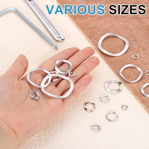 uxcell Wave Spring Washer, 100Pcs 1.14"x0.91"x0.01" (ODxIDxT) - 304 Stainless Steel Curved Washer for Screw Bolt, Wave Washers Gaskets for Machinery (Silver) 1.14"x0.91"x0.01" (ODxIDxT) 100