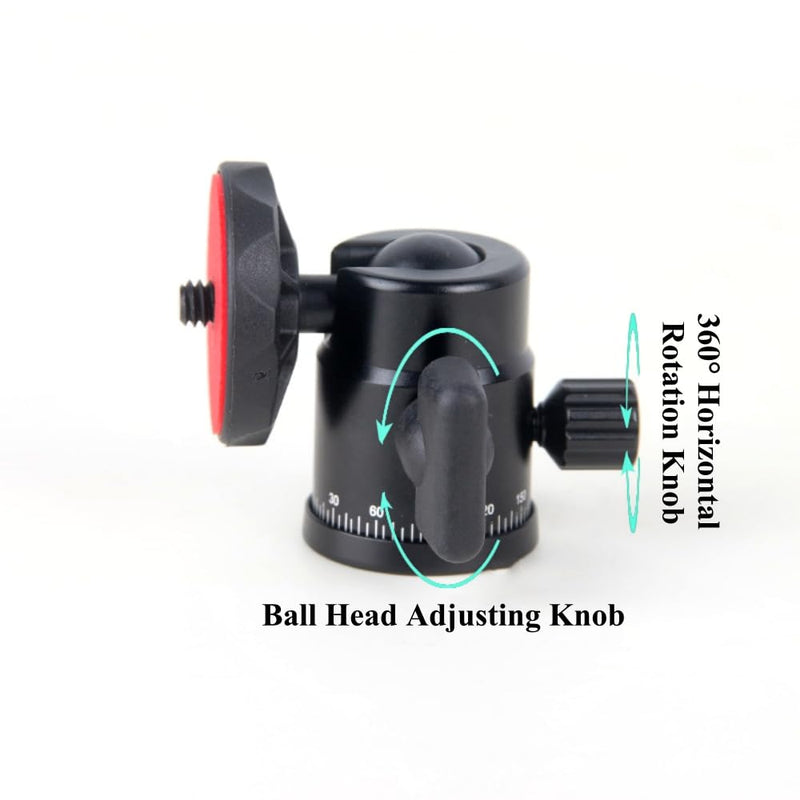 Tripod Ball Head with 1/4" Screw and Dual Hot Shoe Mount 360 Degree Rotatable Metal Adapter for DSLR Camera Tripods Monopods Camcorder Light Microphone (Load 4LB)