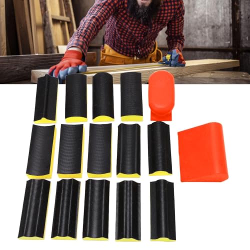 16PCS Hand Sanding Block Set, Interchangeable Assorted Contoured Profile Self Adhesive Groove Curved Surface Polishing Block for Woodworking Wall GrindingSanding Pad Kit