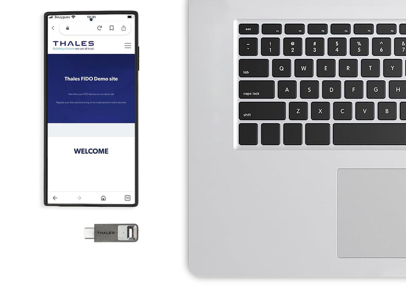 Thales SafeNet eToken FIDO, FIDO2 Certified Security Key, USB-C, for passwordless Phishing-Resistant authentication to Web apps and desktops